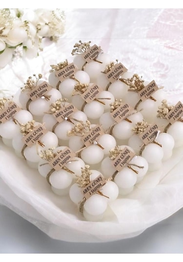 Hediyelik 10 Adet Süslemeli Bubble Mum, Nikah Şekeri, Doğum, Sünnet, Düğün, Nişan, Söz