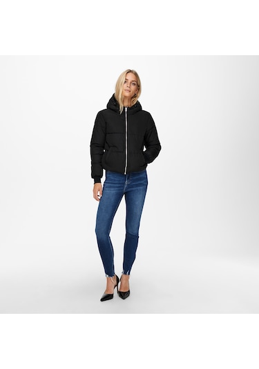 Jacqueline De Yong Newerica Life Short Kadın Siyah Kapüşonlu Ceket Siyah