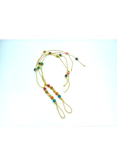 Bohem Barefoot Sandal Renkli Ahşap Boncuklu Çift Halhal Çok Renkli