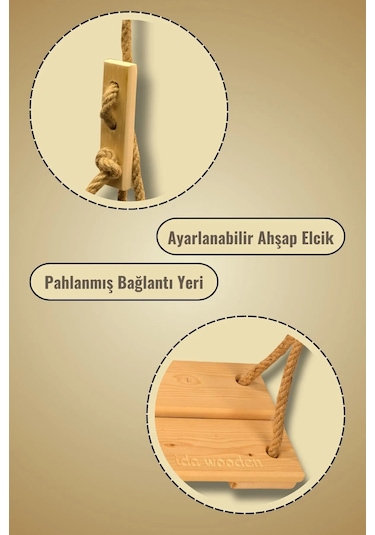 Doğal Ahşap Ev Ve Bahçe Tipi Halatlı Salıncak - Çocuk Salıncağı Ahşap Doğal Ahşap Ev Ve Bahçe Tipi Halatlı Salıncak - Çocuk Salıncağı Ahşap
