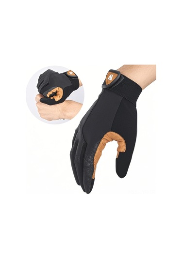 Ranyeek Bisiklet Ve Motosiklet Eldiveni: Tam Parmak, Kaymayan, Nefes Alabilir, Titreşim Emici, Dokunmatik Uyumlu, Gece Güvenliği Sağlayan Reflektif Şeritler. Çok Renkli