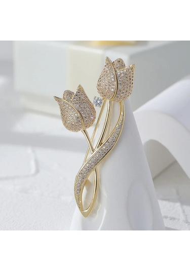 Gelişmiş Lüks 2023 Yeni Lale Çiçek Broşu Zarif Tasarım Gül Beyaz C6-6-8376 C6-6-8376 Çok Renkli