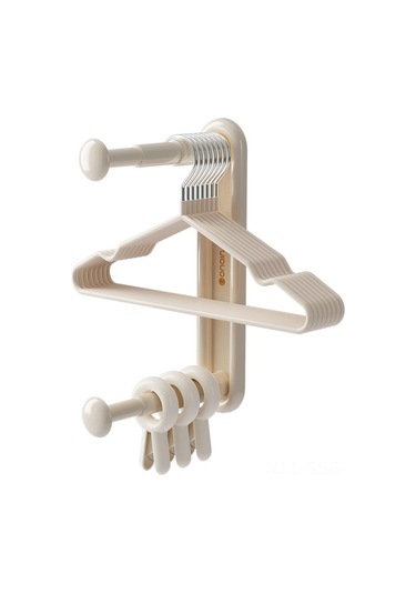 Springsun Ev İçi Çekirdekli Duvar Tipi Kurulabilir Giyim Asma Rafları - Katlanabilir, Delme Yok, Balkon Ve Ev Odaları İçin Organize Aleti Krem Renk Krem