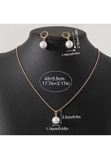 İnci Moda Kolye, Küpe Set, Nişan Özel Gün Sevgililer Günü Altın