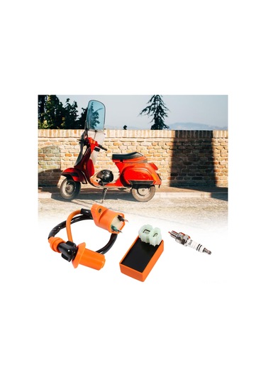 Konesam Gy6 50/125/150cc Motorlar İçin Turuncu Performanslı Cdı + Ateşleme Bobini - Yanma Verimliliğini Artırır, Devir Sınırını Kaldırır Atv, Skuter, Moped