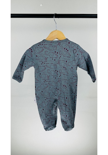 Fil Desenli Çıtçıtlı Pamuklu Bebek Tulum 001