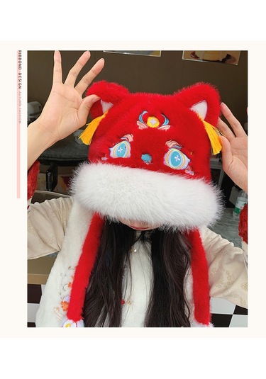 Şık Kışlık Polar Şapka, Kulaklıklı Kalın Ve Sıcak Polar Şapka, Stil 16 Beyaz