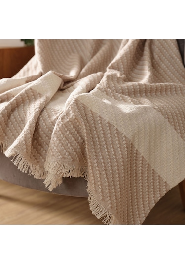 Karaca Home Wilma Bej Throw Battaniye 130x170 cm