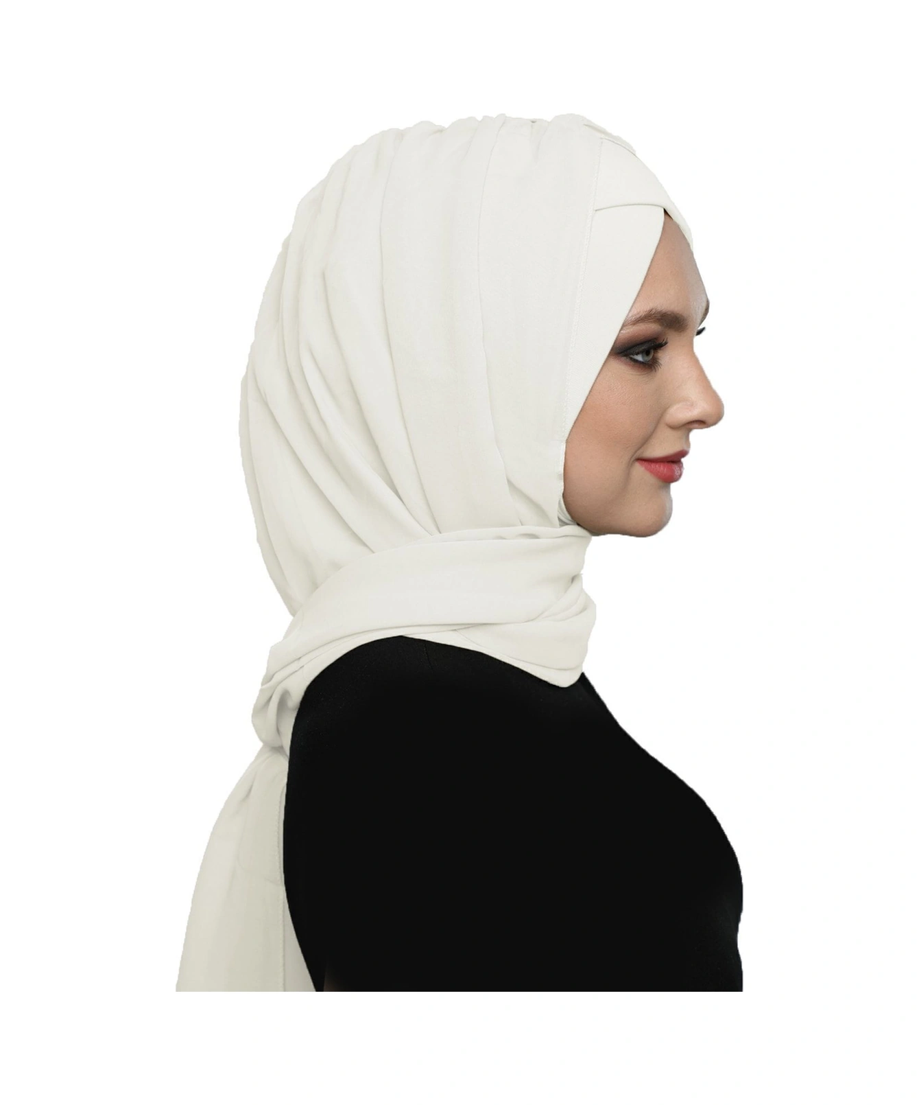 Şallı Takmatik Sade Krem Hazır Türban Tesettür Bone Namaz Örtüsü Krem