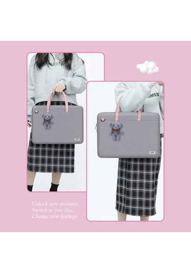 Bubm 15.6 İnç Dizüstü Bilgisayar Çantası Büyük Kapasiteli Çizilmeye Dayanıklı Dayanıklı Taşınabilir Dizüstü Bilgisayar Çantası Ayı Kolye Mor Diğer