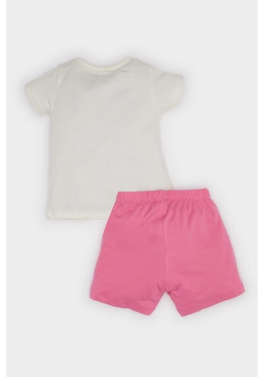 DeFacto Kız Bebek 4'lü Pijama Takımı Desenli Kısa Kollu Penye Üst Beli Lastikli Şort E1551A525HSPN237