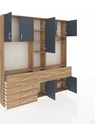 Arges Dolap 10 Raflı 6 Çekmeceli 8 Kapaklı 220x30x243 Çam-antrasit/çam Antrasıt/atlas Çam Arges Dolap 10 Raflı 6 Çekmeceli 8 Kapaklı 220x30x243 Çam-antrasit/çam Antrasıt/atlas Çam