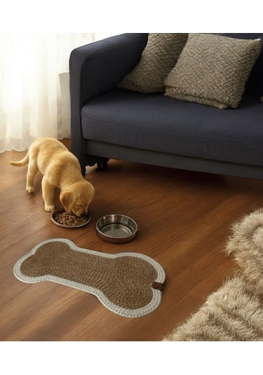 Kedi, Köpek Evcil Hayvan Mama Matı, Paspası - Bej