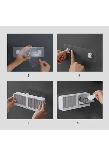 Qingmipy Duvar Montlu Sabunluk, Kapaklı, İki Bölmeli, Su Akışı Özelliği, Beyaz Plastik, Delme Yok, Banyo/mutfak Uygun Beyaz