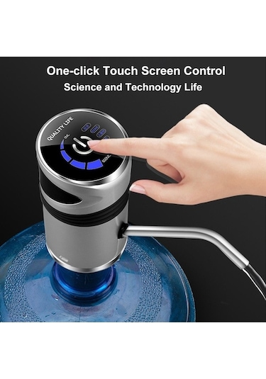 Novahub Paslanmaz Çelik Şarjlı Damacana Su Pompası Gri