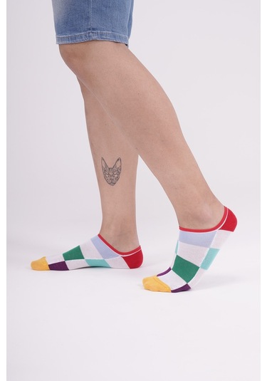 The Socks Company 3 Çift Özel Kutulu Erkek Görünmez Çorap 23SDCR153P Beyaz - Gri