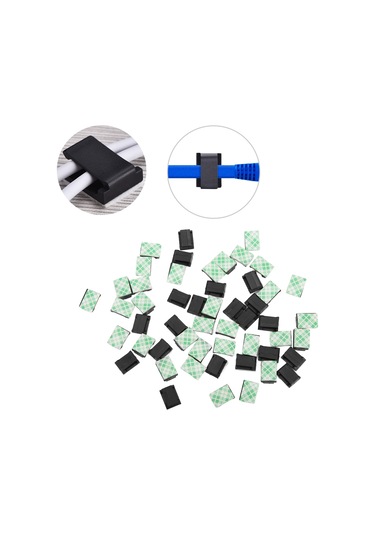 Maiyame Nylon Siyah Bağcıklı Kablolu Tutucular 50 Adet - 2.5mm Enine Kadar Uyumlu, Delme Yok Kurulum, Odanı Düzenle