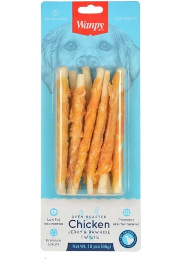 Wanpy Chicken Jerky Rawhide Twists Köpek Ödül Maması 10'lu 85 G