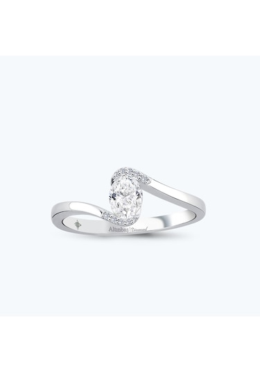 Altınbaş Pırlanta Oval Tektaş Yüzük Ppa022-14k Beyaz