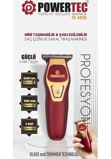 Powertec TR-4650 Mini Profesyonel Tıraş Makinesi