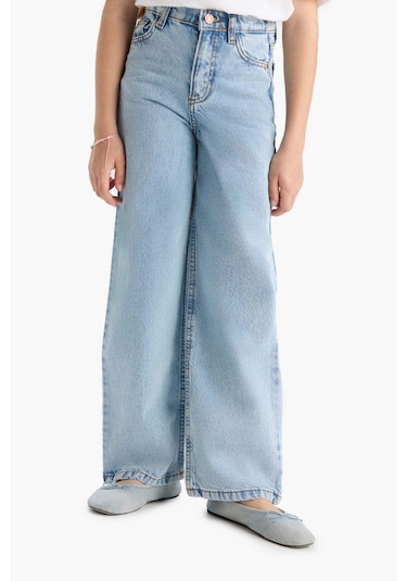 Defacto Kız Çocuk Wide Leg Geniş Paça Jean Pantolon D6485a825smnm39 Mavi
