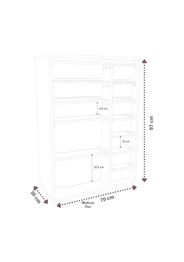 %100 Mdf - Medium Duo 12 Sepetli Oyuncak Dolabı Sarı