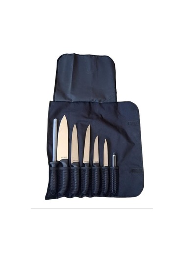 Çantalı Eko Set 7 Parça Bıçak Seti Siyah