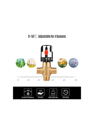 Geeksen Ev Tipi Pirinç Termostatik Vana - Güneş Enerjisi & Sıcak Su Sistemleri İçin