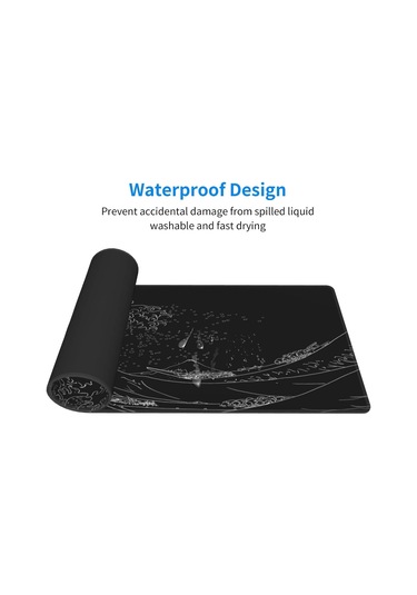 Ruicoo Japon Deniz Dalgası Tasarımı Geniş Oyun Ve Ofis Mousepad İ, 3 Mm Kaymaz Taban, 31.5 X 11.8 İnç