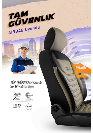 Panda Peru Serisi Pike Kumaş Ön İki Oto Koltuk Kılıfı