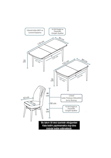 Arel Beyaz 80x132 Açılabilir Mdf Masa Yemek Odası Takımı, Mutfak Takımı 6 Adet Sandalye Beyaz Masa - 6 Siyah - Beyaz Ayak