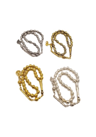 Han Ticarethane 4 Lü Altın Gümüş Benzetme Metal Tesbih Seti