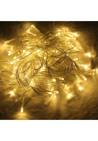 Sones 5m İp Dekorasyon Işığı, Noel Partisi İçin, 50 Led, Sıcak Beyaz Işık, Pil İle Çalışır