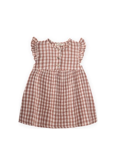 Cigit Pöti Kare Desenli Elbise 1-8 Yaş A Kahve A.Kahve