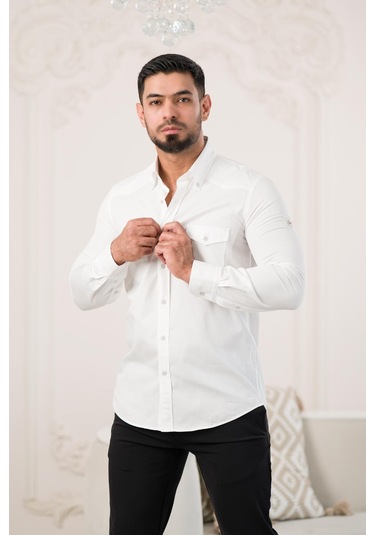 Paul Martin Çift Kapak Cepli Pamuklu Slimfit Gömlek 001