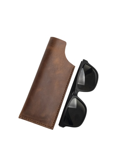 Lost Slope El Yapımı Hakiki Deri Gözlük Kılıfı Kahverengi