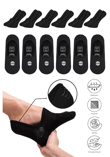Bambu Erkek Babet Füme Çorap Dikişsiz Kaydırmaz Silikonlu 6'lı Füme