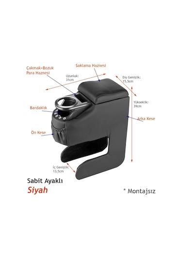 Carub Kolçak Montajsız Siyah Bardaklıklı Ayarlı BR4705704