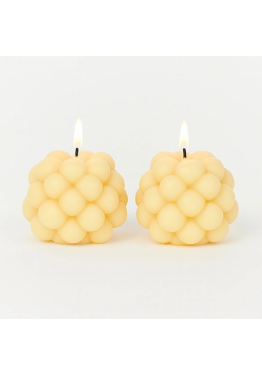 Dekoratif 2'li Kokulu Top Bubble Mum Minimal Pinterest Tasarım 5cm Beyaz