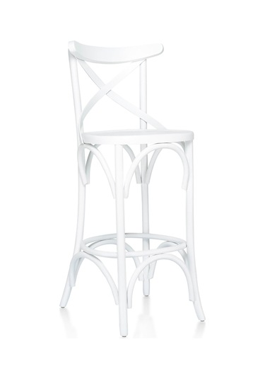 Thonet Ahşap Bar Sandalyesi Beyaz