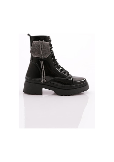 Dgn 906223 Kadin Bot SİYAH KIRIŞIK RUGAN