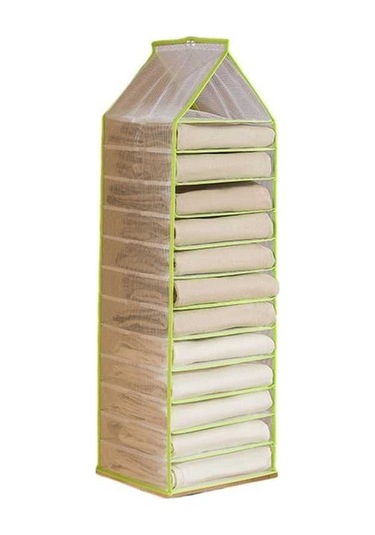Dancemonkey Cbtx 12 Raflı Asma Depolama Organizatörü - Yeşil, Pvc Elbise Dolabı Rafları İçin 140l