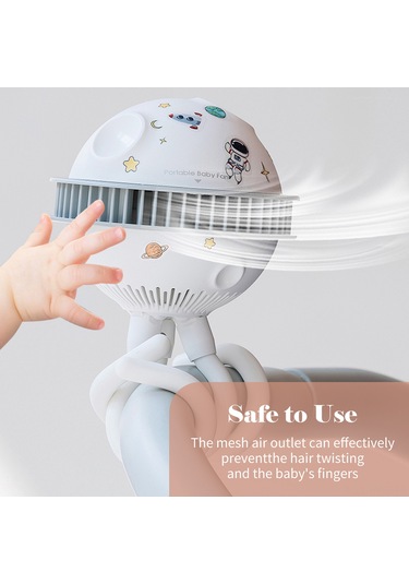 Honmex Beyaz Ahtapot Stroller Fan - 4 Hızlı, Turbinen Motorlu, Telefon Tutucu, Güvenli Bebek Fanı
