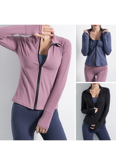 Gajeena Kadın Spor Ceketi - Nefes Alabilir, Hızlı Kuruma, Parmak Delikli, Yoga Ve Koşu İçin Mor