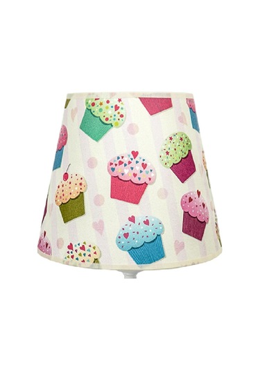 Şenay Aydınlatma Çocuk Odası Silindir Kumaş Abajur-Pembe Cupcake Diğer