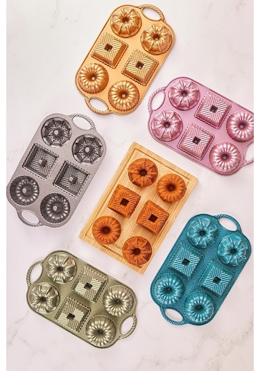 Emsan Griss Six In One Döküm Kek Kalıbı Gri 6'Lı