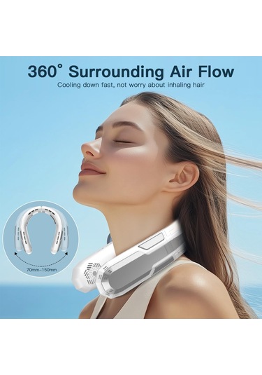 Taşınabilir Boyun Vantilatörü, 6000mah Şarj Edilebilir, 3 Hız B,