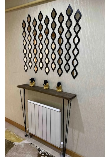 Su Damlası Dekoratif Ayna Beşli Siyah