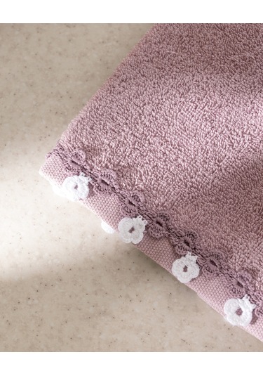 Jeanne Kroşeli 2'li %100 Pamuk El Havlusu - Lila - 30x40 Cm 8684427204757 Pembe