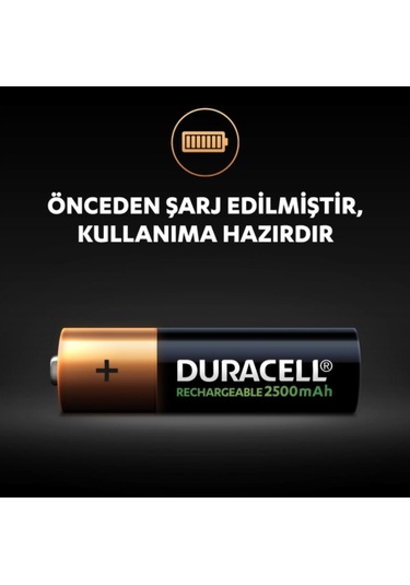 Duracell HR6/DX1500 2500 mAh AA Ni-MH Şarj Edilebilir Kalem Pil 2 x 2'li